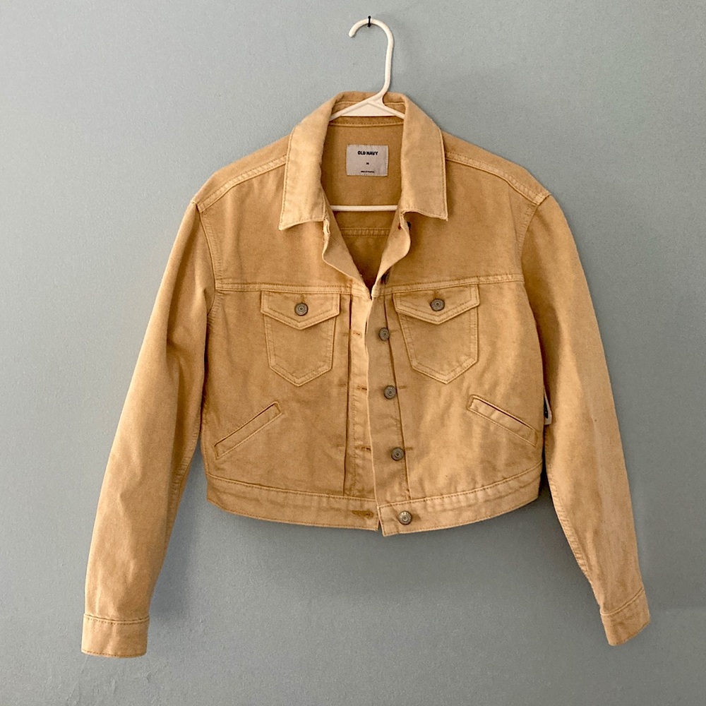 Old Navy Cream Crop Denim Jacket